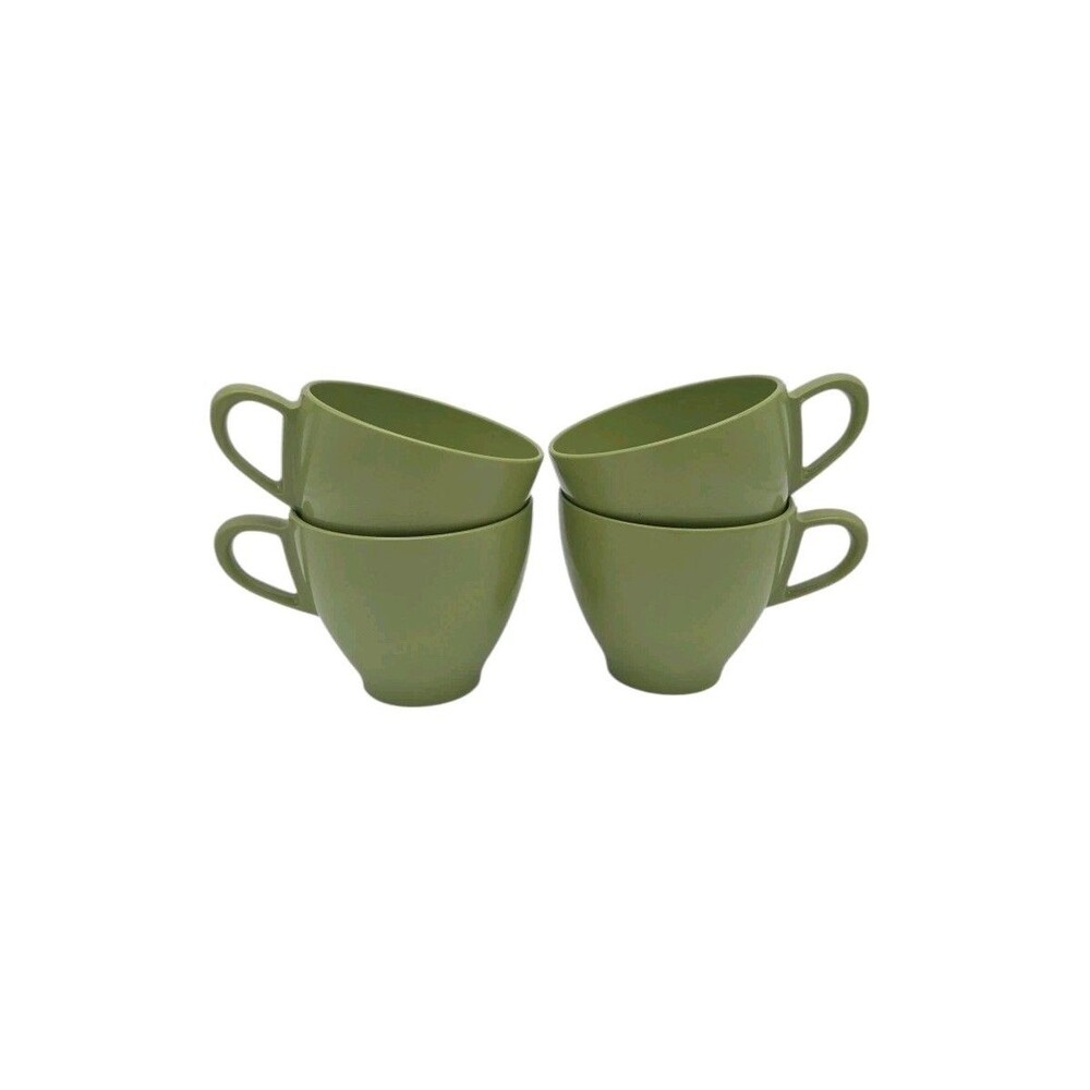 4 Vtg Avocado Green Melamine Cups #72051960s Melmac Oneida Retro Kitchenware
